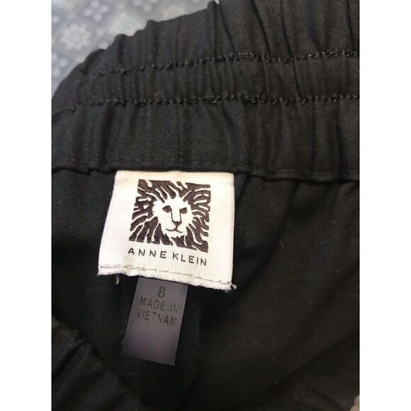 Anne Klein Womens Small Wide Leg Ankle Pants Black Elastic Waist Drawstring - Picture 6 of 7